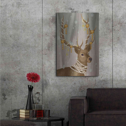 Luxe Metal Art 'Deer with Gold Bells' by Fab Funky Metal Wall Art,24x36