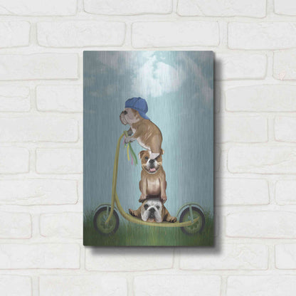 Luxe Metal Art 'English Bulldog Scooter' by Fab Funky Metal Wall Art,12x16