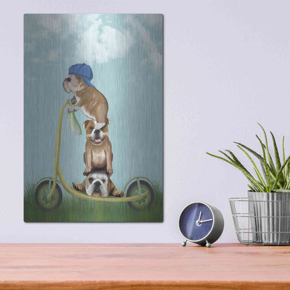 Luxe Metal Art 'English Bulldog Scooter' by Fab Funky Metal Wall Art,12x16