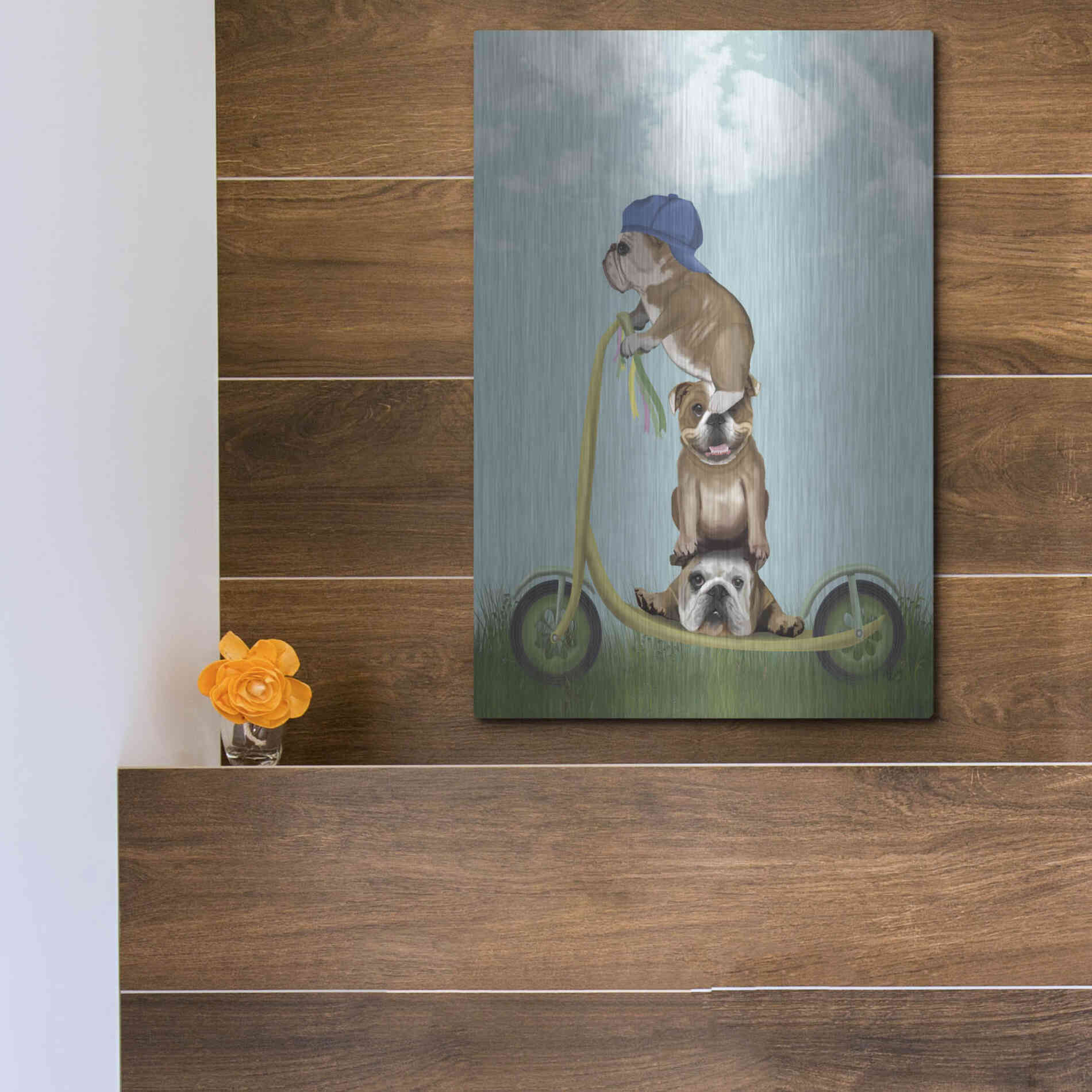 Luxe Metal Art 'English Bulldog Scooter' by Fab Funky Metal Wall Art,12x16