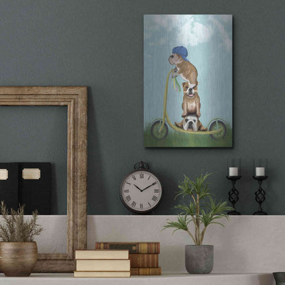 Luxe Metal Art 'English Bulldog Scooter' by Fab Funky Metal Wall Art,12x16