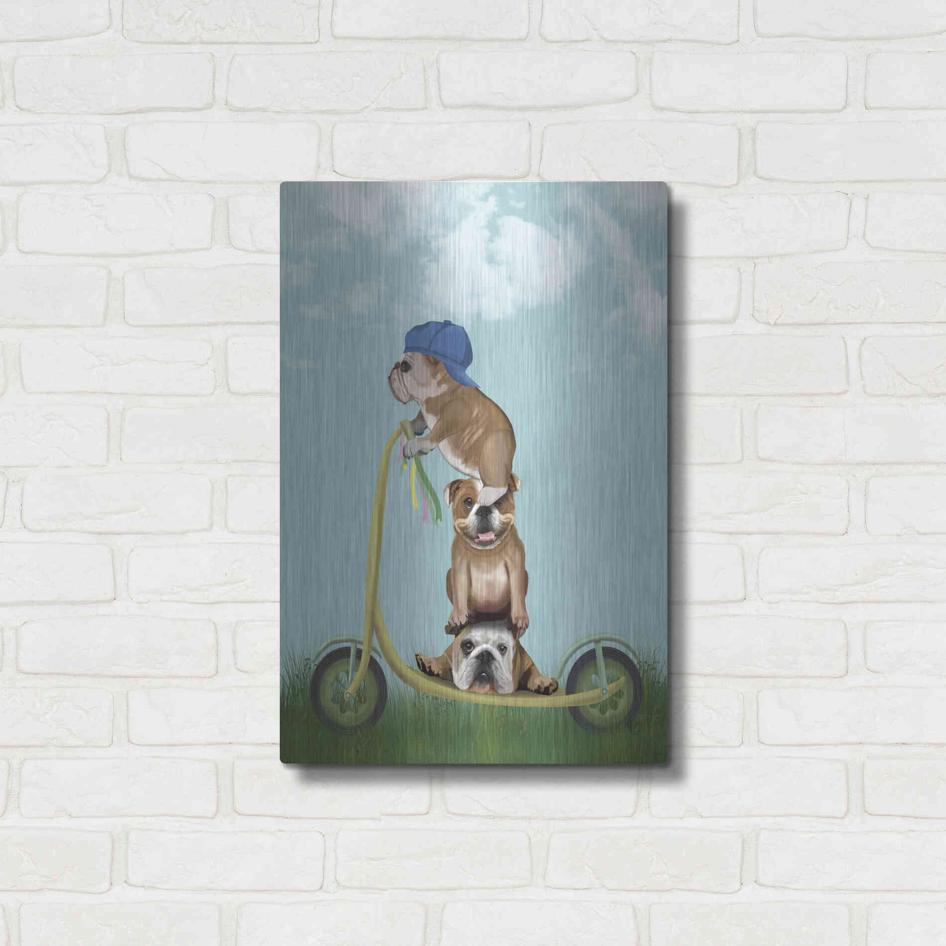 Luxe Metal Art 'English Bulldog Scooter' by Fab Funky Metal Wall Art,16x24