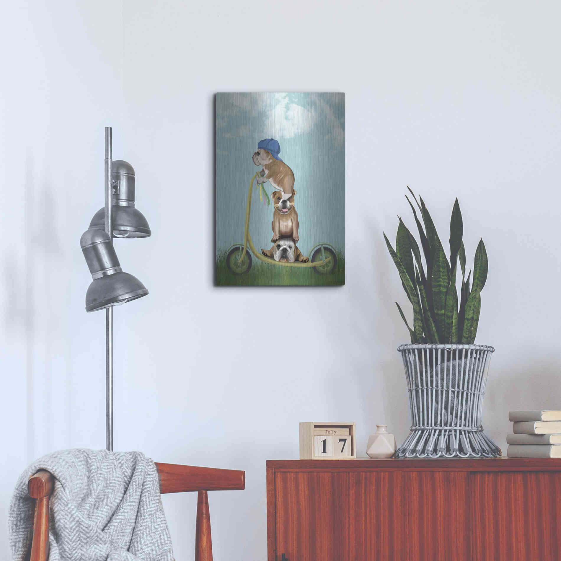 Luxe Metal Art 'English Bulldog Scooter' by Fab Funky Metal Wall Art,16x24