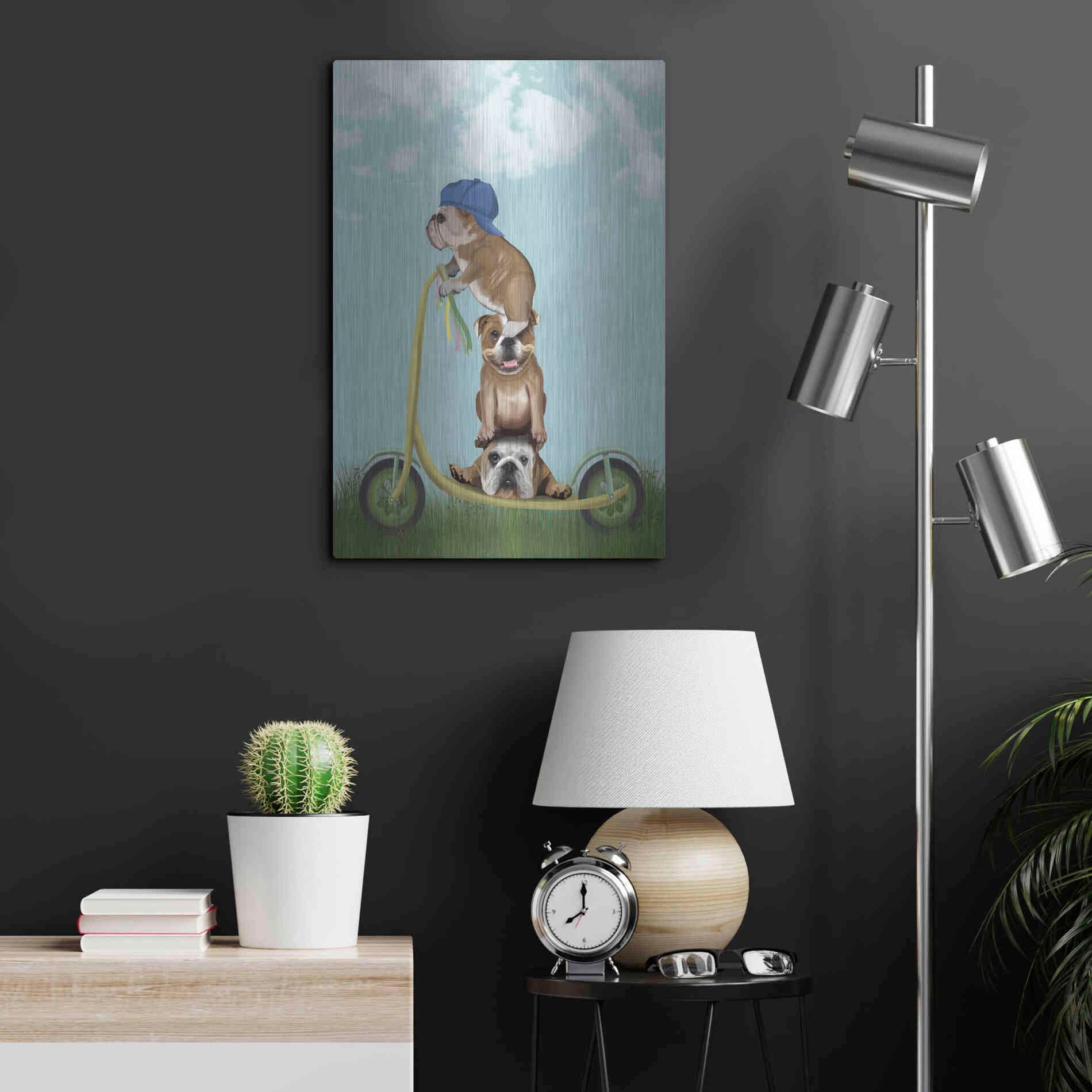 Luxe Metal Art 'English Bulldog Scooter' by Fab Funky Metal Wall Art,16x24