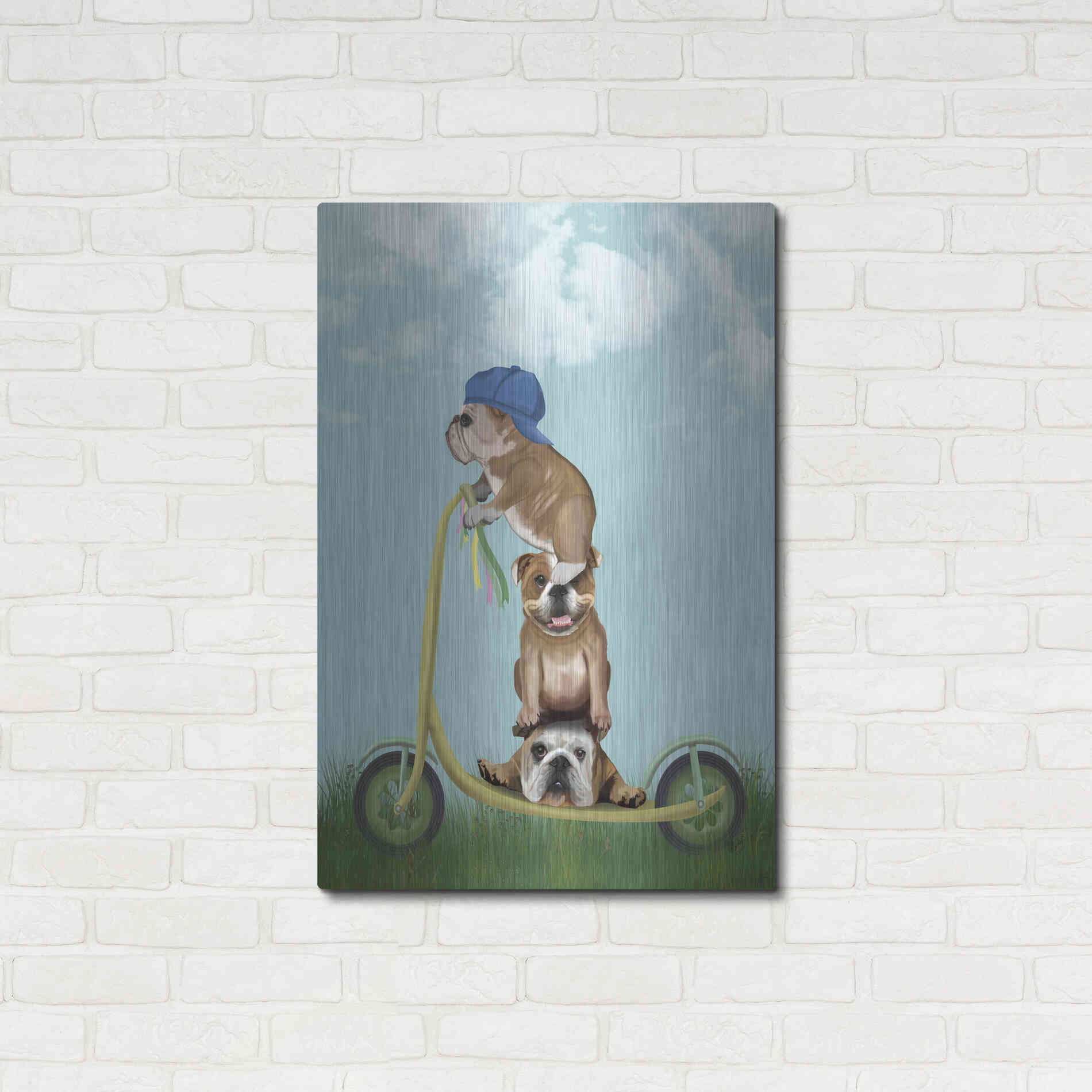 Luxe Metal Art 'English Bulldog Scooter' by Fab Funky Metal Wall Art,24x36