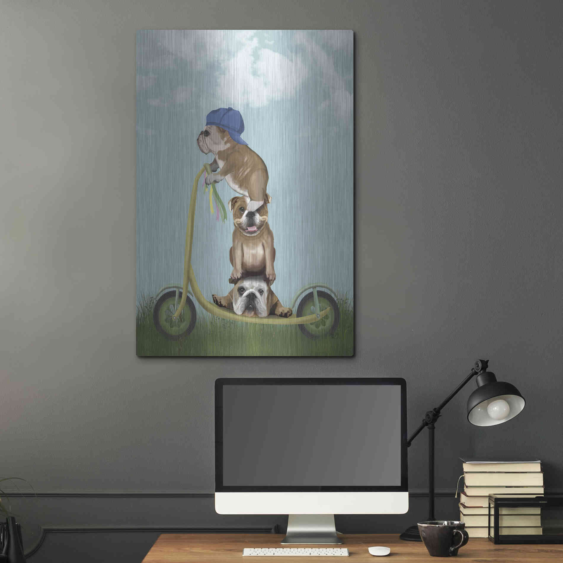 Luxe Metal Art 'English Bulldog Scooter' by Fab Funky Metal Wall Art,24x36