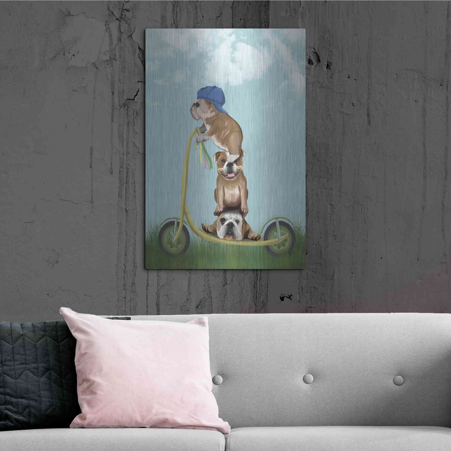 Luxe Metal Art 'English Bulldog Scooter' by Fab Funky Metal Wall Art,24x36