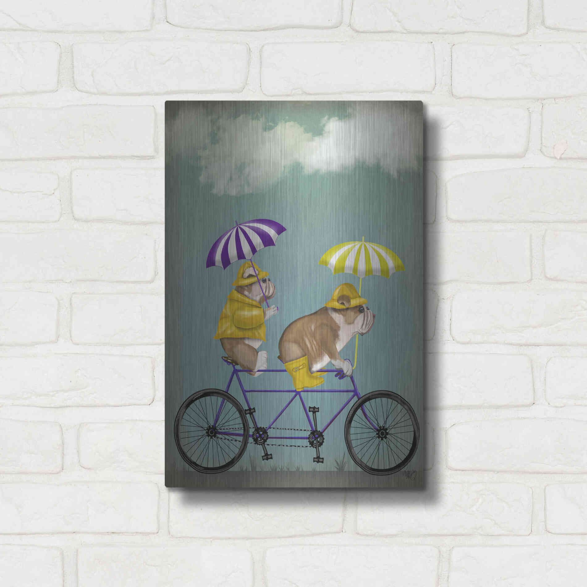 Luxe Metal Art 'English Bulldog Tandem' by Fab Funky Metal Wall Art,12x16