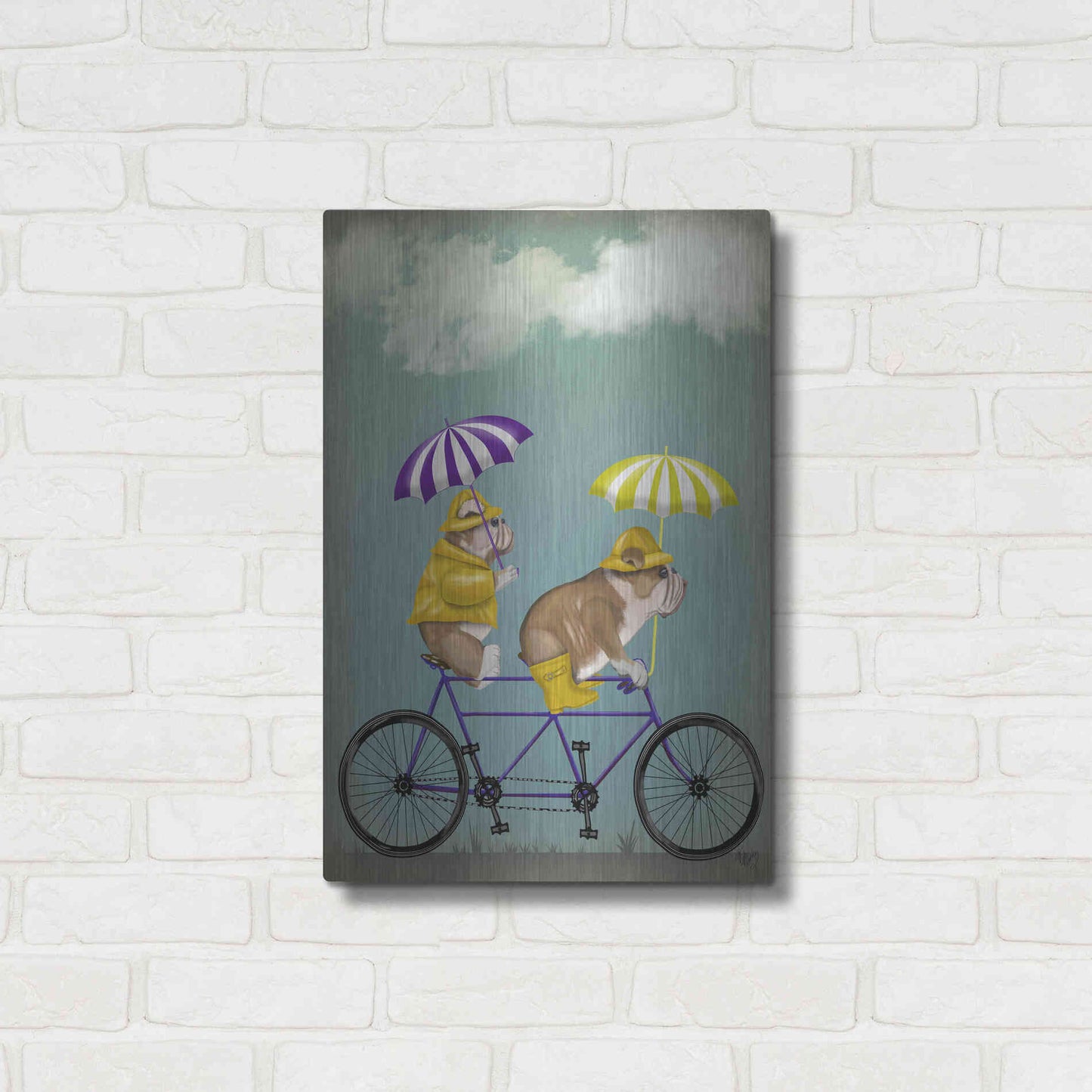 Luxe Metal Art 'English Bulldog Tandem' by Fab Funky Metal Wall Art,16x24