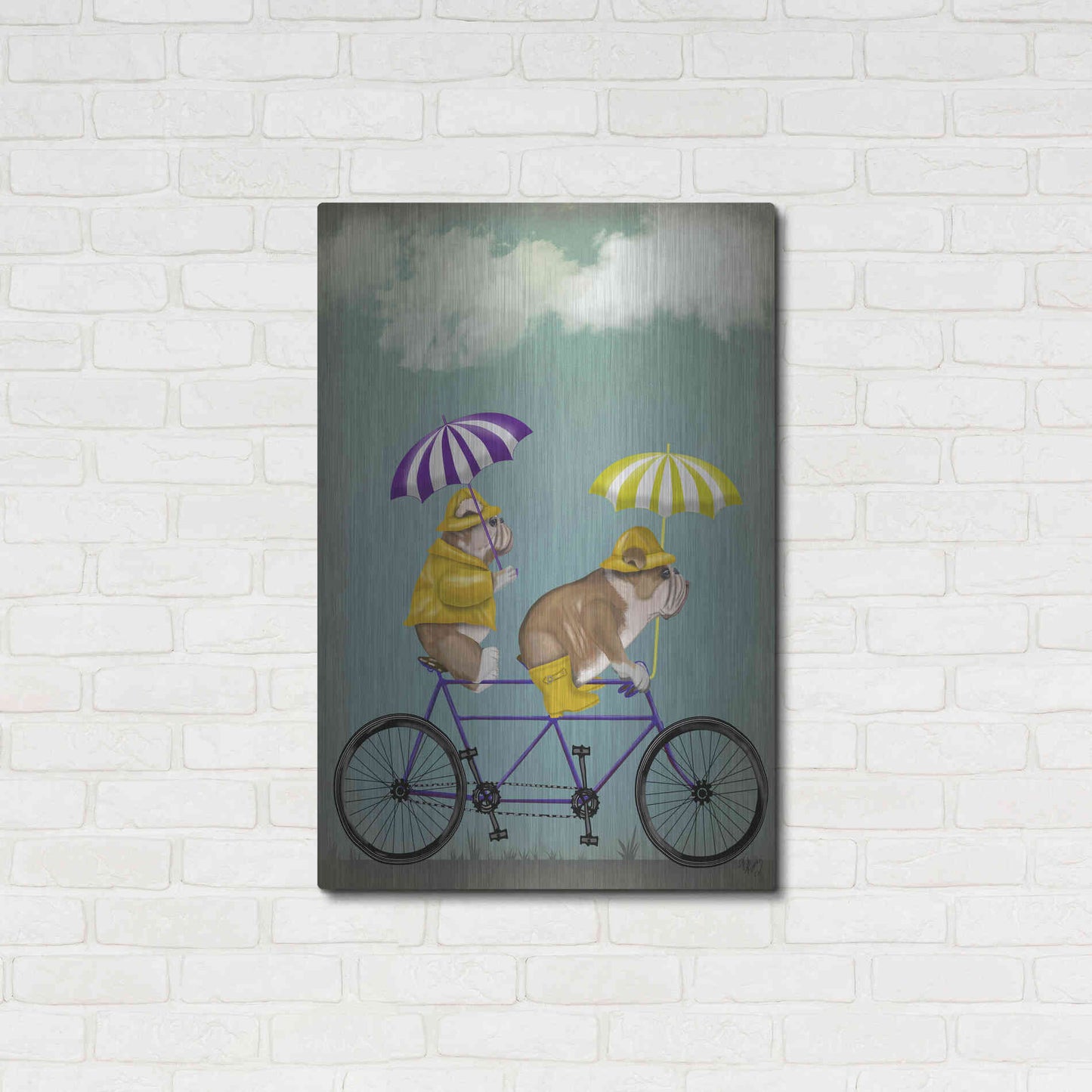 Luxe Metal Art 'English Bulldog Tandem' by Fab Funky Metal Wall Art,24x36