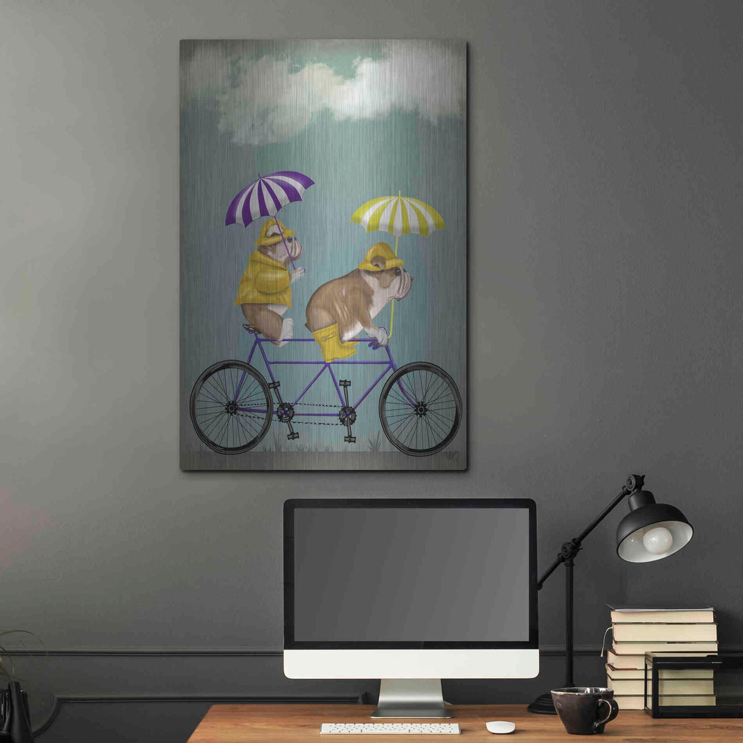 Luxe Metal Art 'English Bulldog Tandem' by Fab Funky Metal Wall Art,24x36