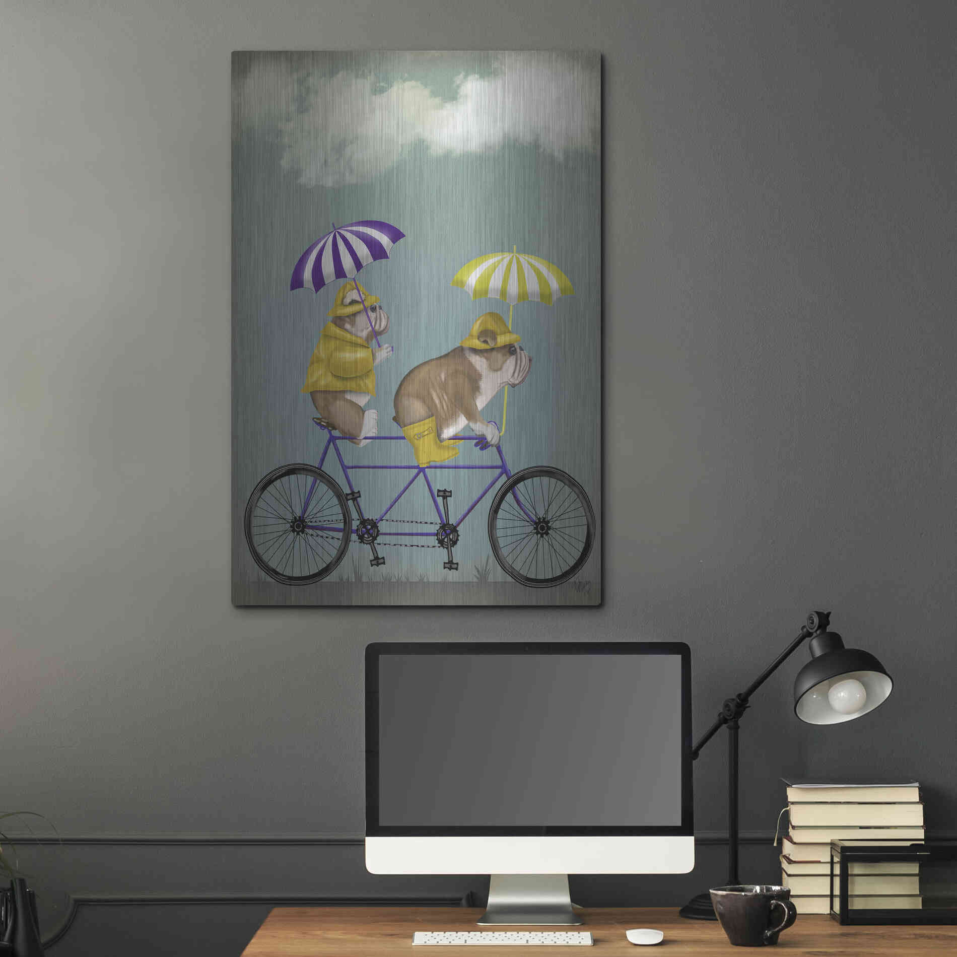 Luxe Metal Art 'English Bulldog Tandem' by Fab Funky Metal Wall Art,24x36