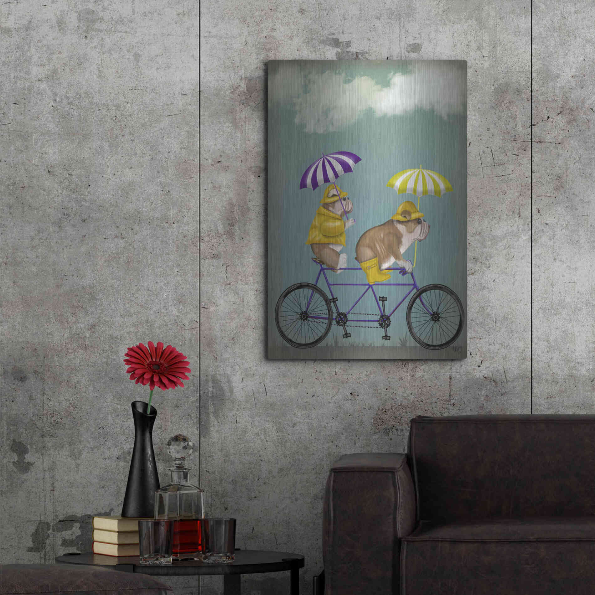 Luxe Metal Art 'English Bulldog Tandem' by Fab Funky Metal Wall Art,24x36