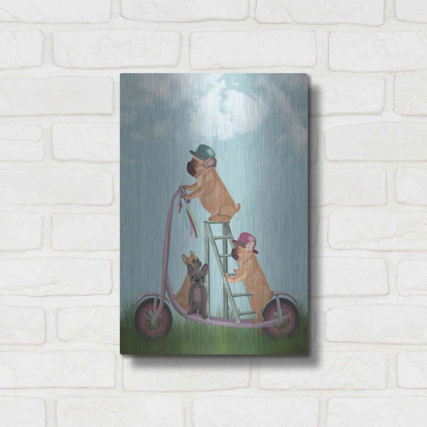 Luxe Metal Art 'French Bulldog Scooter' by Fab Funky Metal Wall Art,12x16