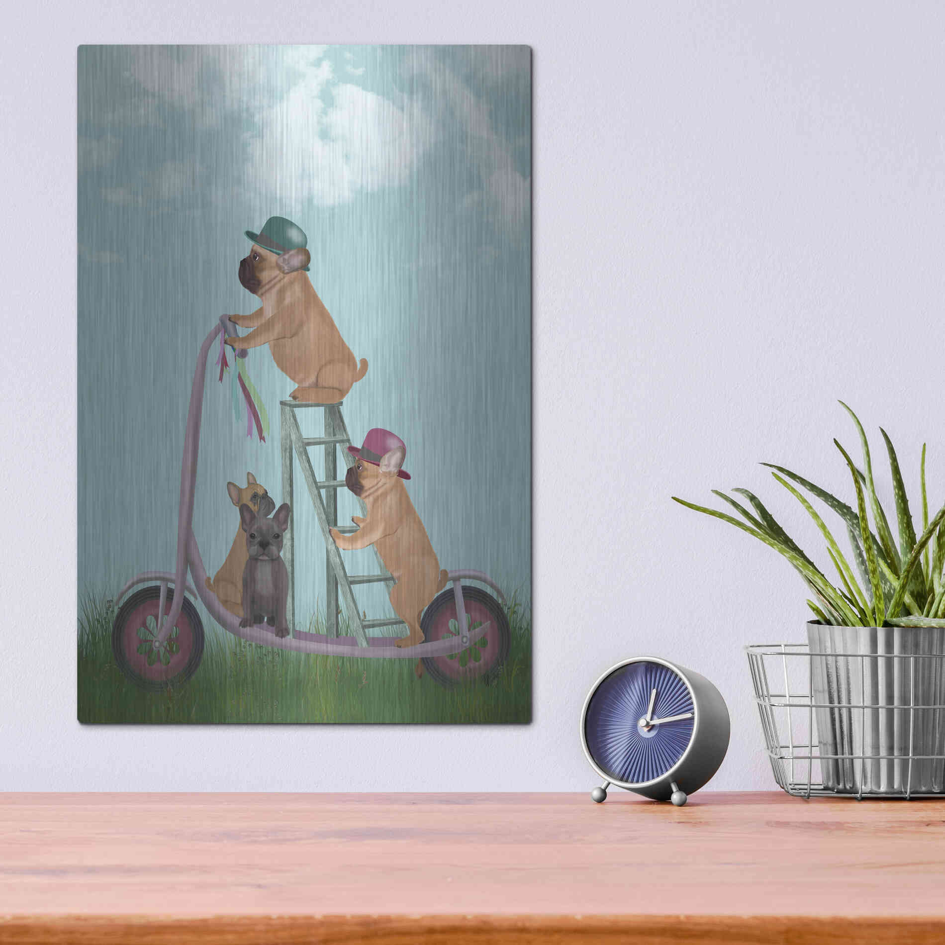 Luxe Metal Art 'French Bulldog Scooter' by Fab Funky Metal Wall Art,12x16