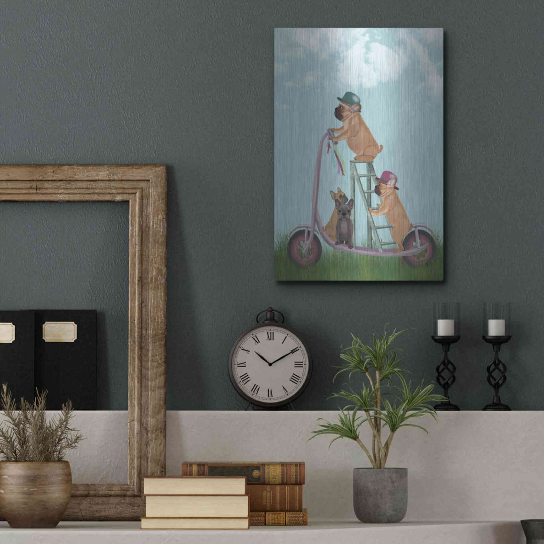 Luxe Metal Art 'French Bulldog Scooter' by Fab Funky Metal Wall Art,12x16