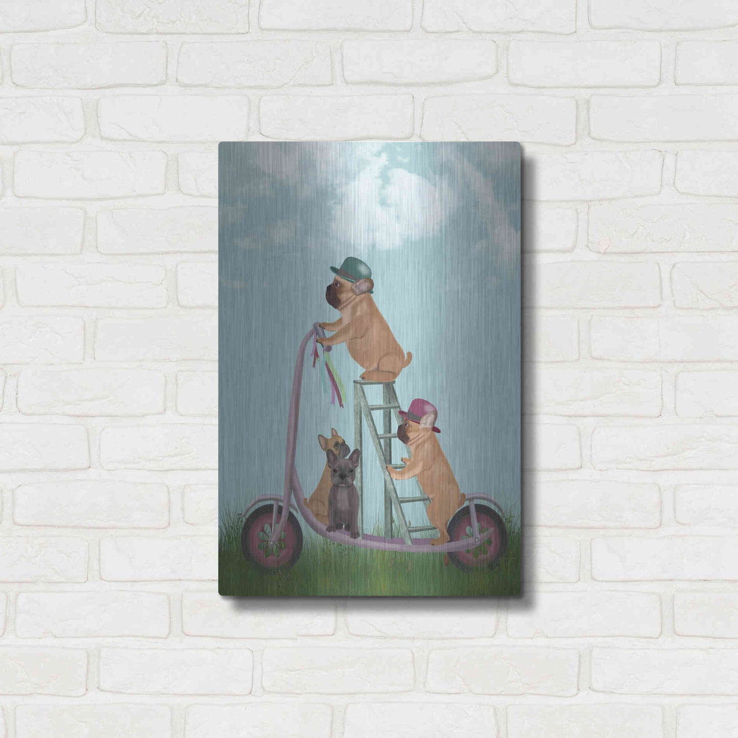 Luxe Metal Art 'French Bulldog Scooter' by Fab Funky Metal Wall Art,16x24
