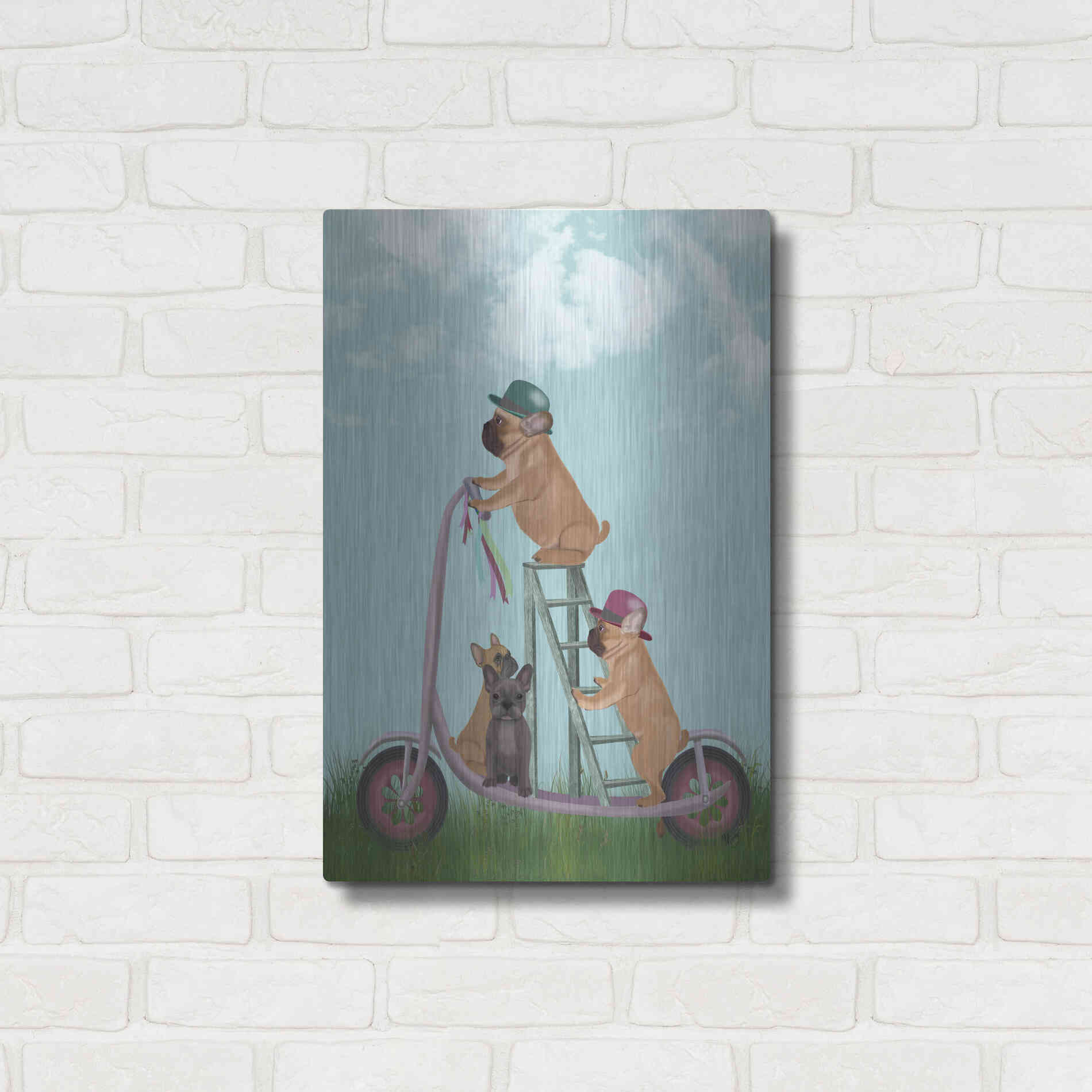 Luxe Metal Art 'French Bulldog Scooter' by Fab Funky Metal Wall Art,16x24