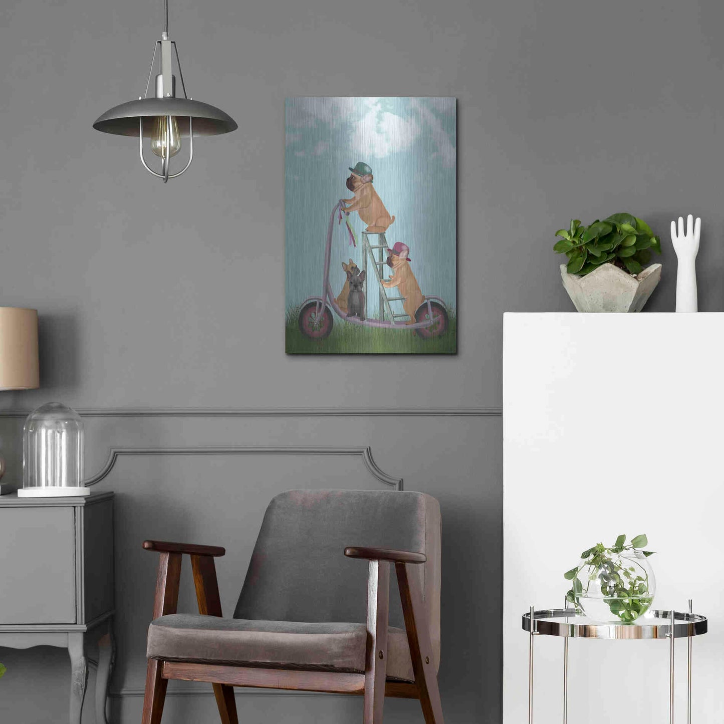 Luxe Metal Art 'French Bulldog Scooter' by Fab Funky Metal Wall Art,16x24