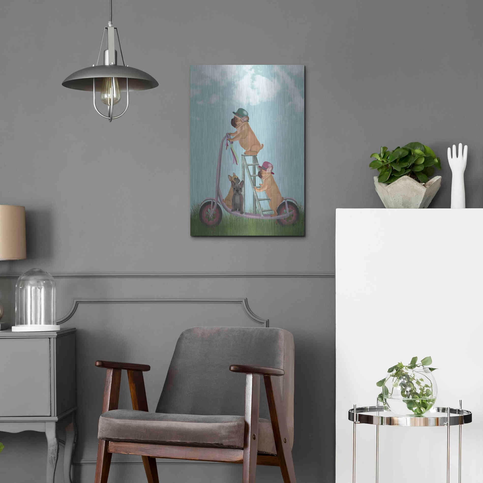 Luxe Metal Art 'French Bulldog Scooter' by Fab Funky Metal Wall Art,16x24