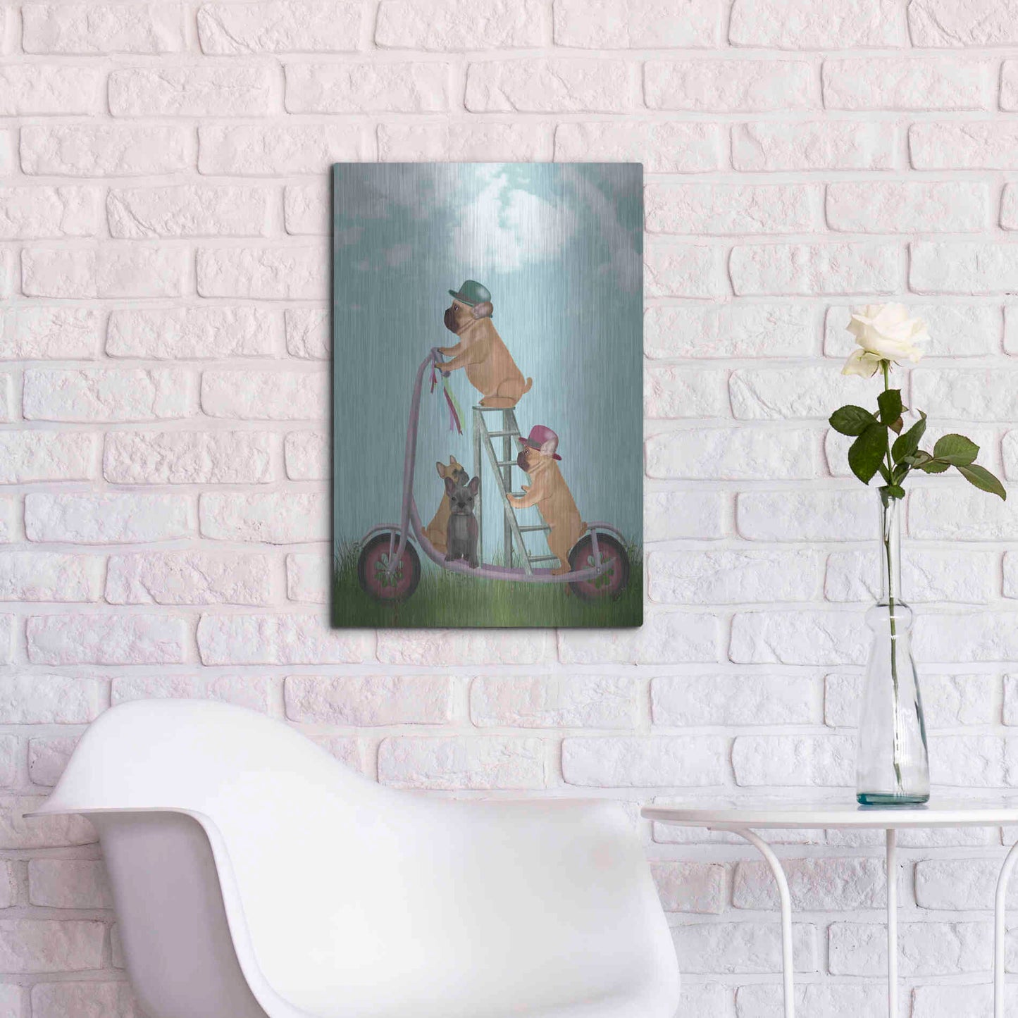 Luxe Metal Art 'French Bulldog Scooter' by Fab Funky Metal Wall Art,16x24