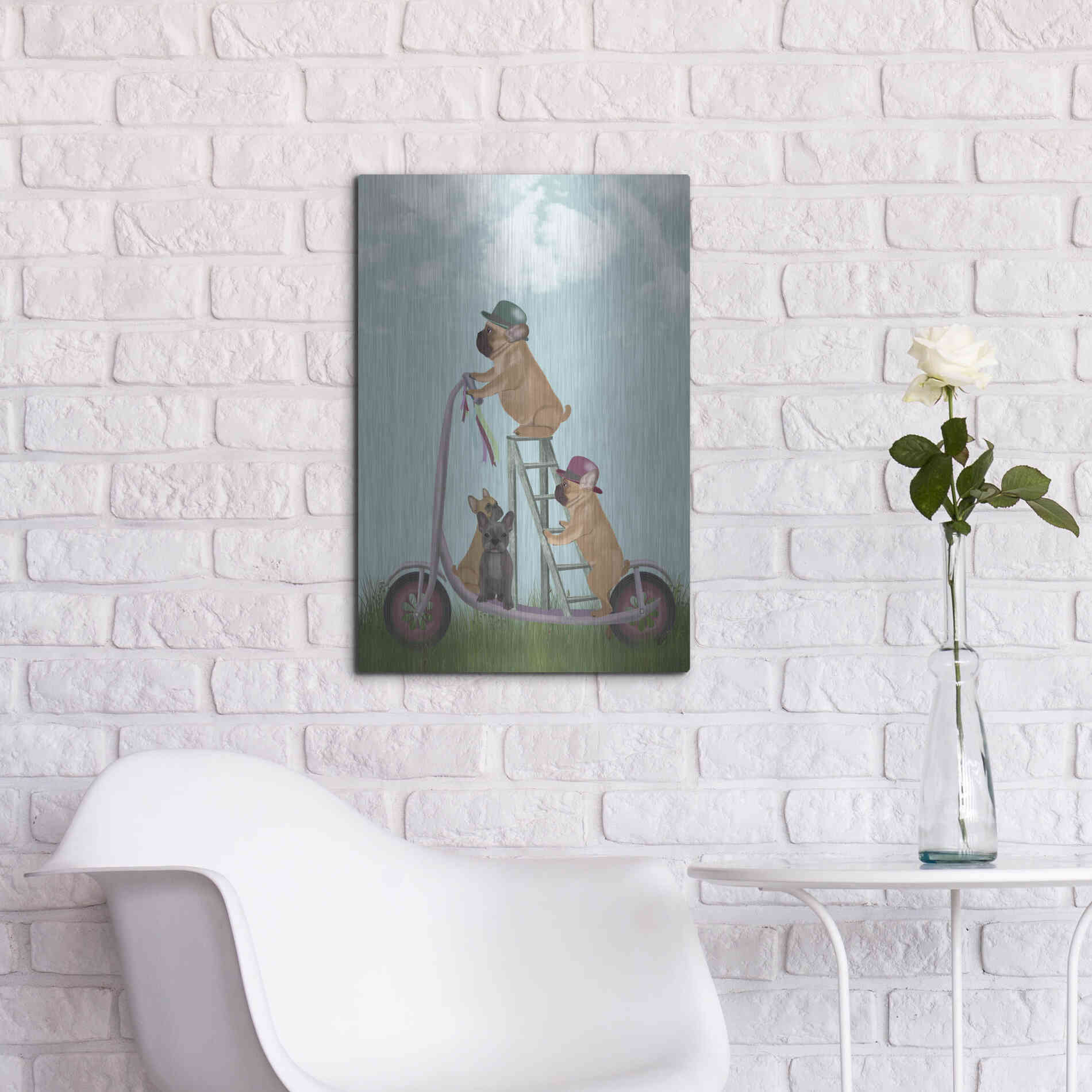 Luxe Metal Art 'French Bulldog Scooter' by Fab Funky Metal Wall Art,16x24