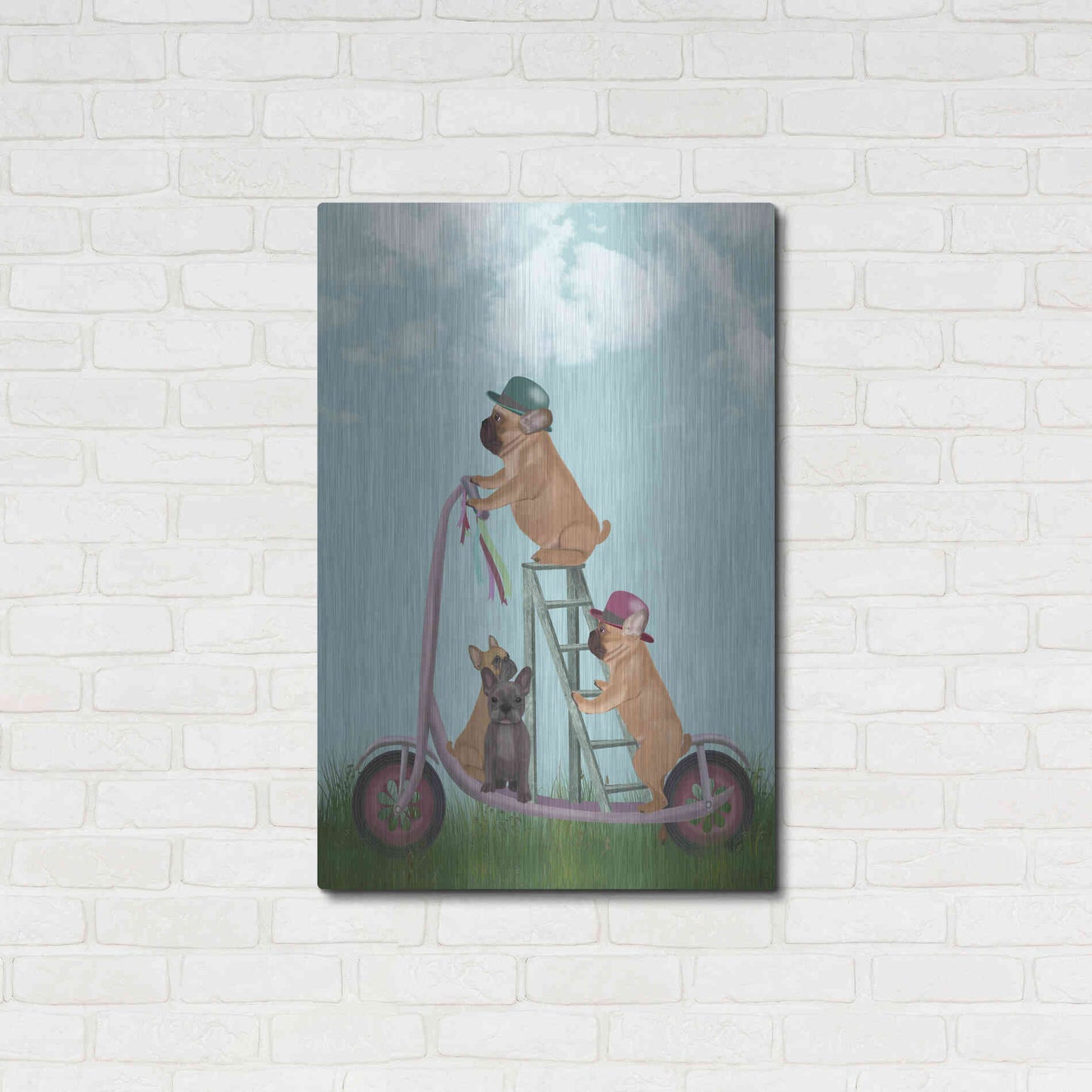 Luxe Metal Art 'French Bulldog Scooter' by Fab Funky Metal Wall Art,24x36