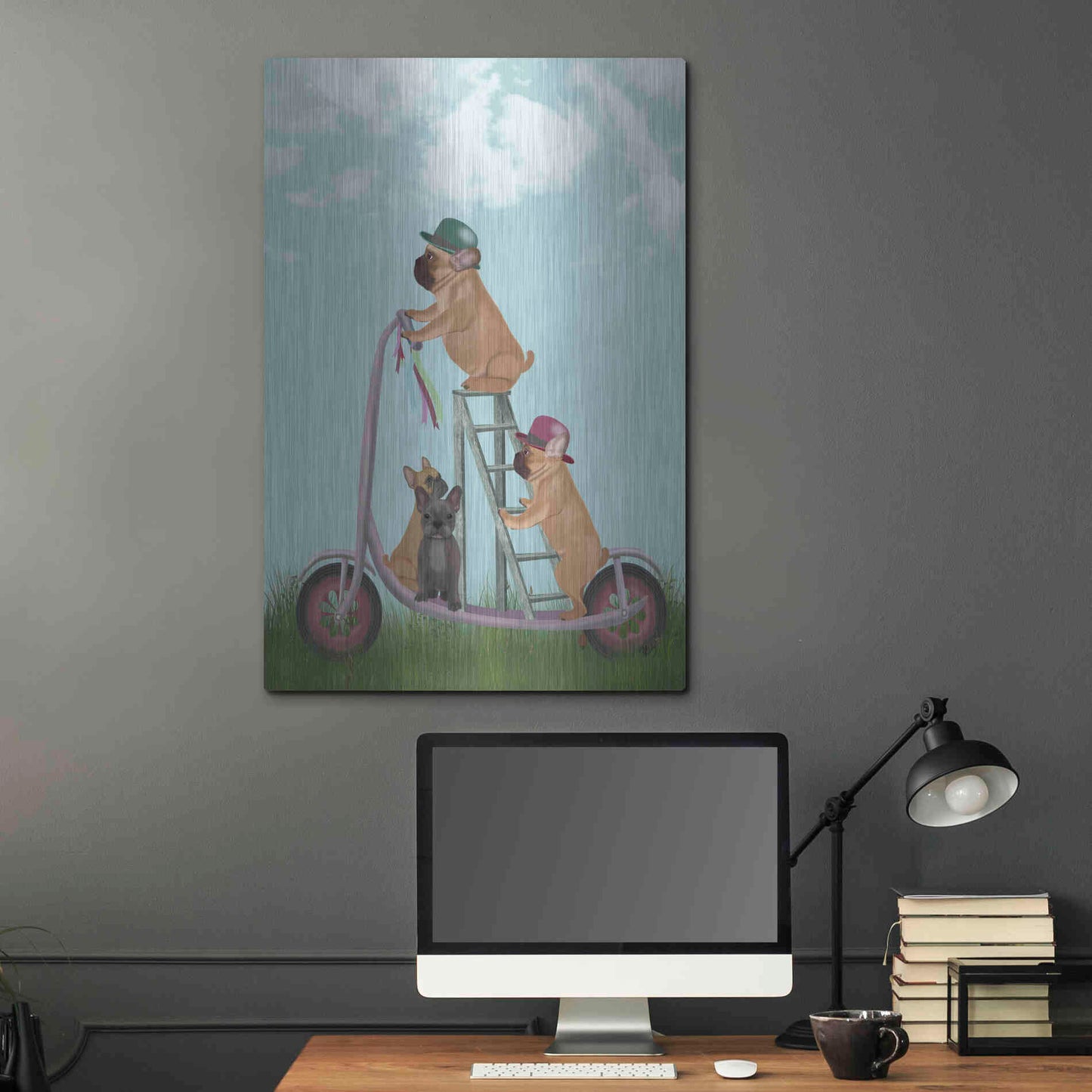 Luxe Metal Art 'French Bulldog Scooter' by Fab Funky Metal Wall Art,24x36