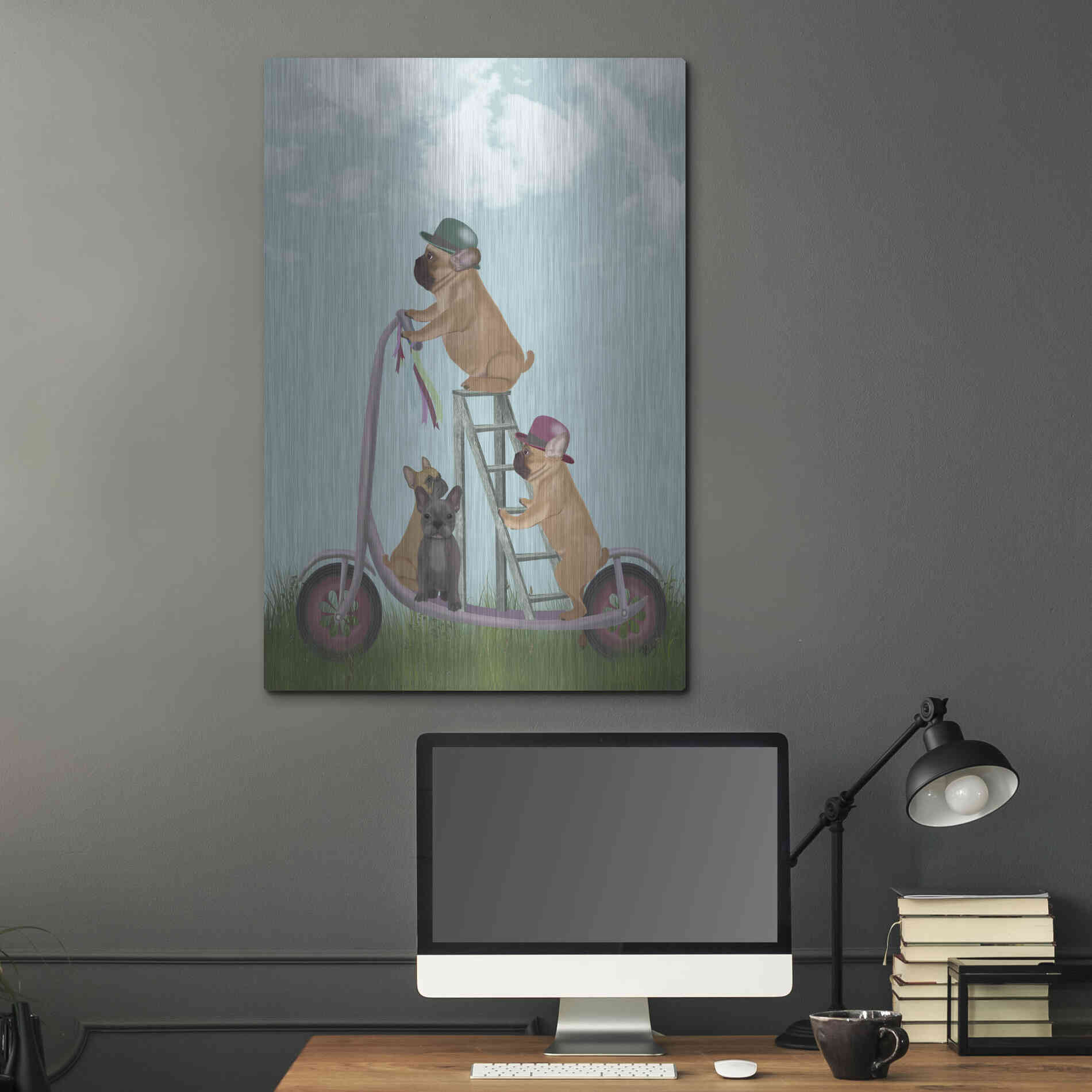 Luxe Metal Art 'French Bulldog Scooter' by Fab Funky Metal Wall Art,24x36