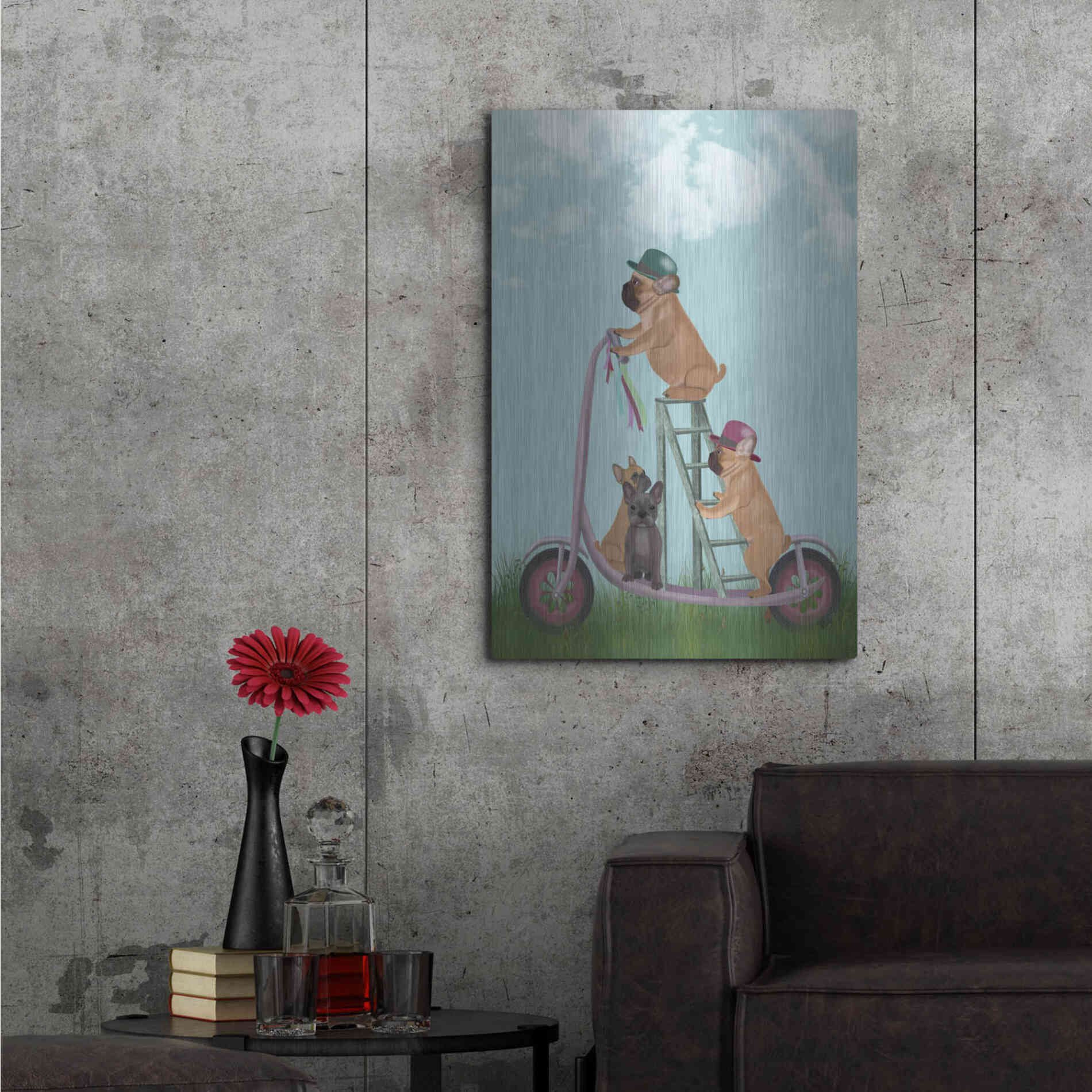 Luxe Metal Art 'French Bulldog Scooter' by Fab Funky Metal Wall Art,24x36