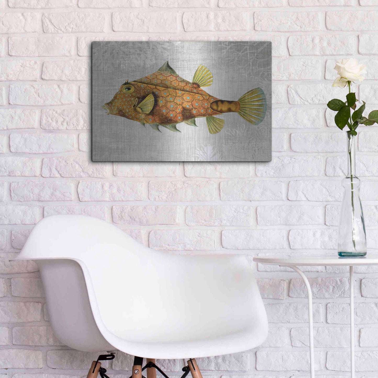 Luxe Metal Art 'Gold Turret Fish' by Fab Funky Metal Wall Art,24x16