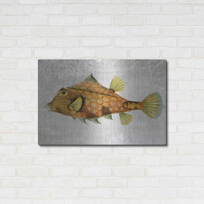 Luxe Metal Art 'Gold Turret Fish' by Fab Funky Metal Wall Art,36x24