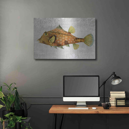Luxe Metal Art 'Gold Turret Fish' by Fab Funky Metal Wall Art,36x24