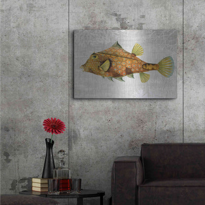 Luxe Metal Art 'Gold Turret Fish' by Fab Funky Metal Wall Art,36x24