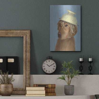 Luxe Metal Art 'Golden Retriever and Spaghetti' by Fab Funky Metal Wall Art,12x16