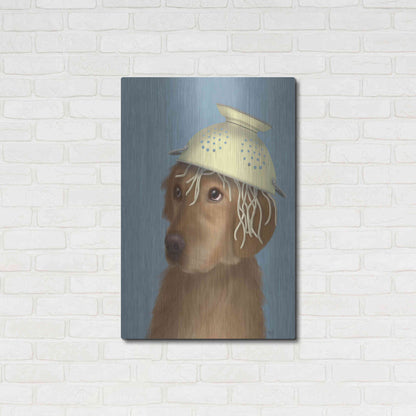 Luxe Metal Art 'Golden Retriever and Spaghetti' by Fab Funky Metal Wall Art,24x36