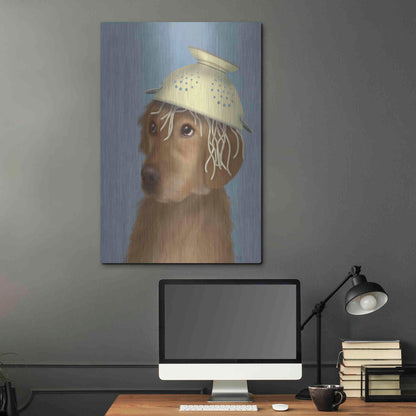 Luxe Metal Art 'Golden Retriever and Spaghetti' by Fab Funky Metal Wall Art,24x36