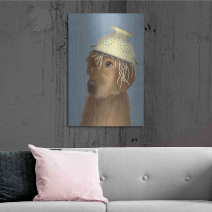 Luxe Metal Art 'Golden Retriever and Spaghetti' by Fab Funky Metal Wall Art,24x36