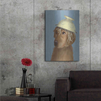 Luxe Metal Art 'Golden Retriever and Spaghetti' by Fab Funky Metal Wall Art,24x36