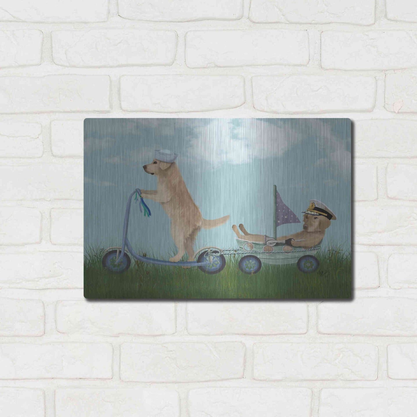 Luxe Metal Art 'Golden Retriever Scooter' by Fab Funky Metal Wall Art,16x12