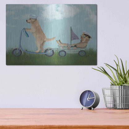 Luxe Metal Art 'Golden Retriever Scooter' by Fab Funky Metal Wall Art,16x12