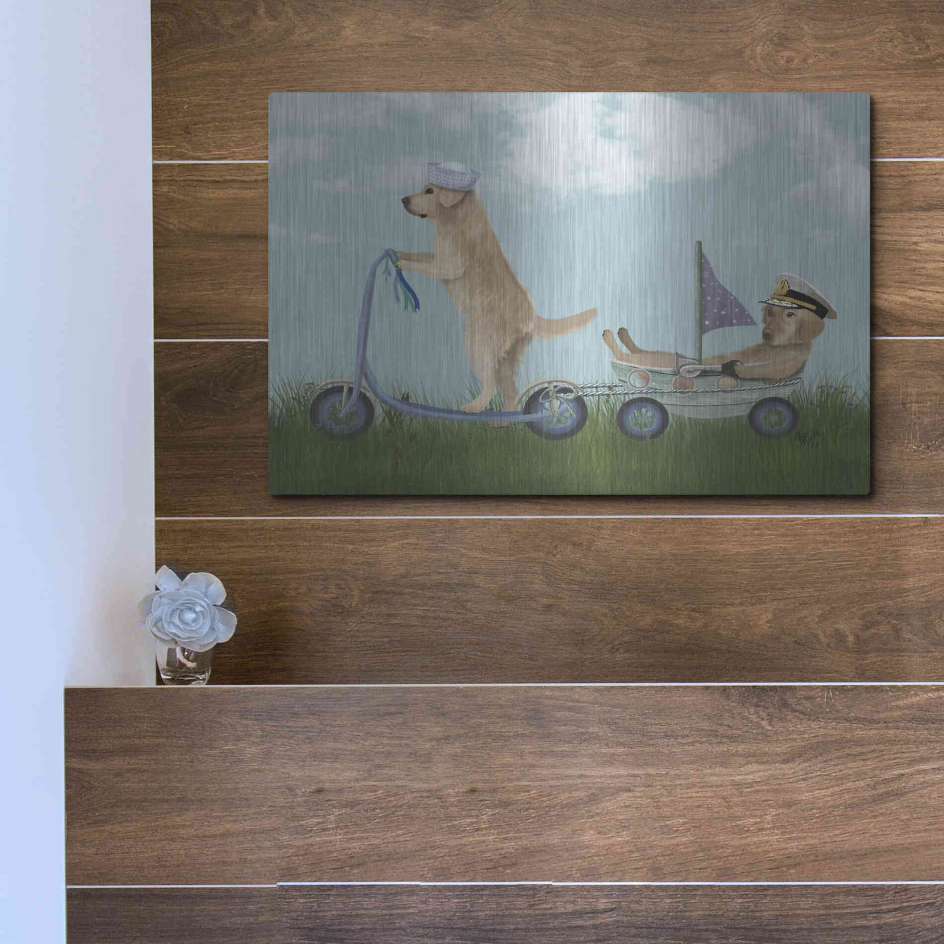 Luxe Metal Art 'Golden Retriever Scooter' by Fab Funky Metal Wall Art,16x12