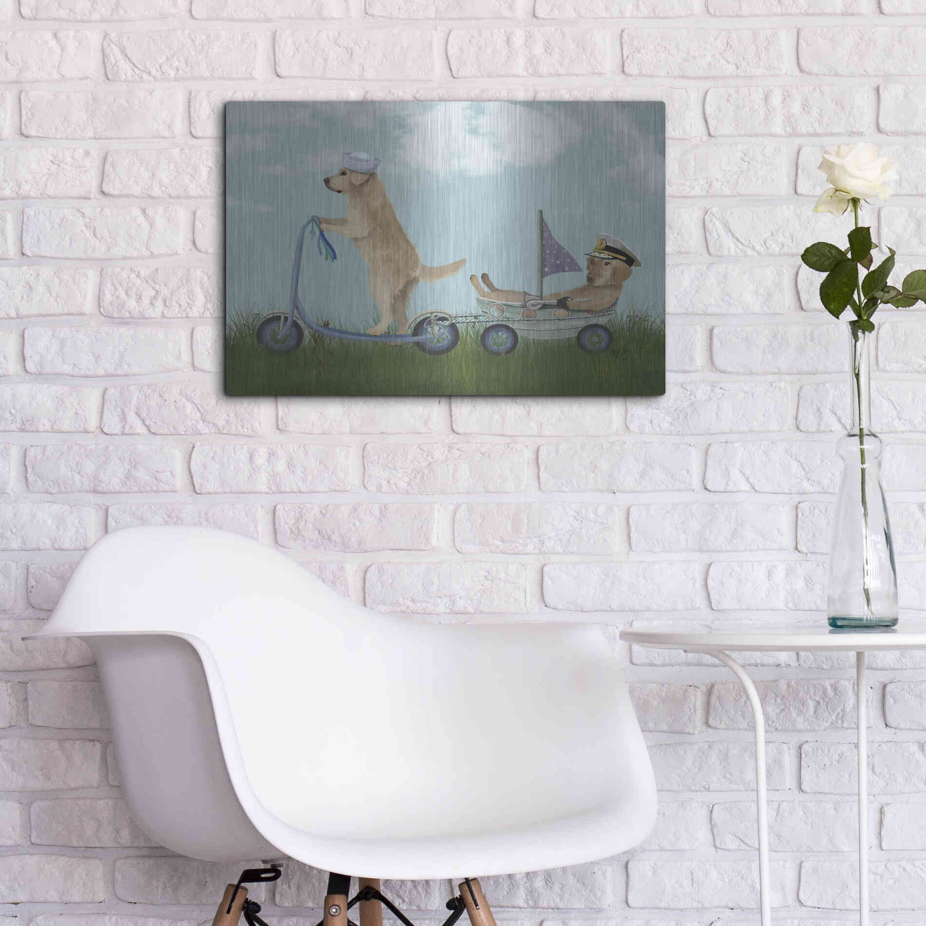 Luxe Metal Art 'Golden Retriever Scooter' by Fab Funky Metal Wall Art,24x16