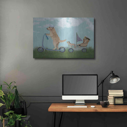 Luxe Metal Art 'Golden Retriever Scooter' by Fab Funky Metal Wall Art,36x24