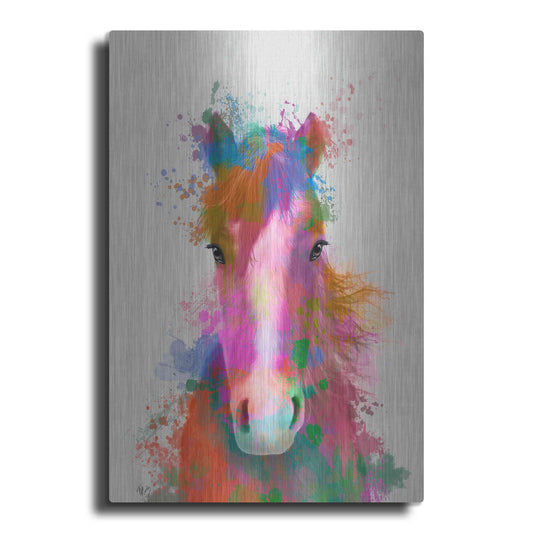 Luxe Metal Art 'Horse Portrait 2 Rainbow Splash' by Fab Funky Metal Wall Art