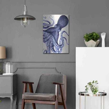 Luxe Metal Art 'Landscape Blue Octopus' by Fab Funky Metal Wall Art,16x24