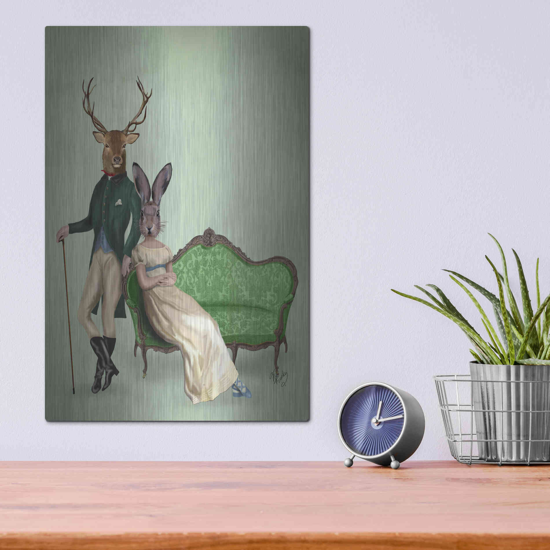 Luxe Metal Art 'Mr Deer and Mrs Rabbit' by Fab Funky Metal Wall Art,12x16