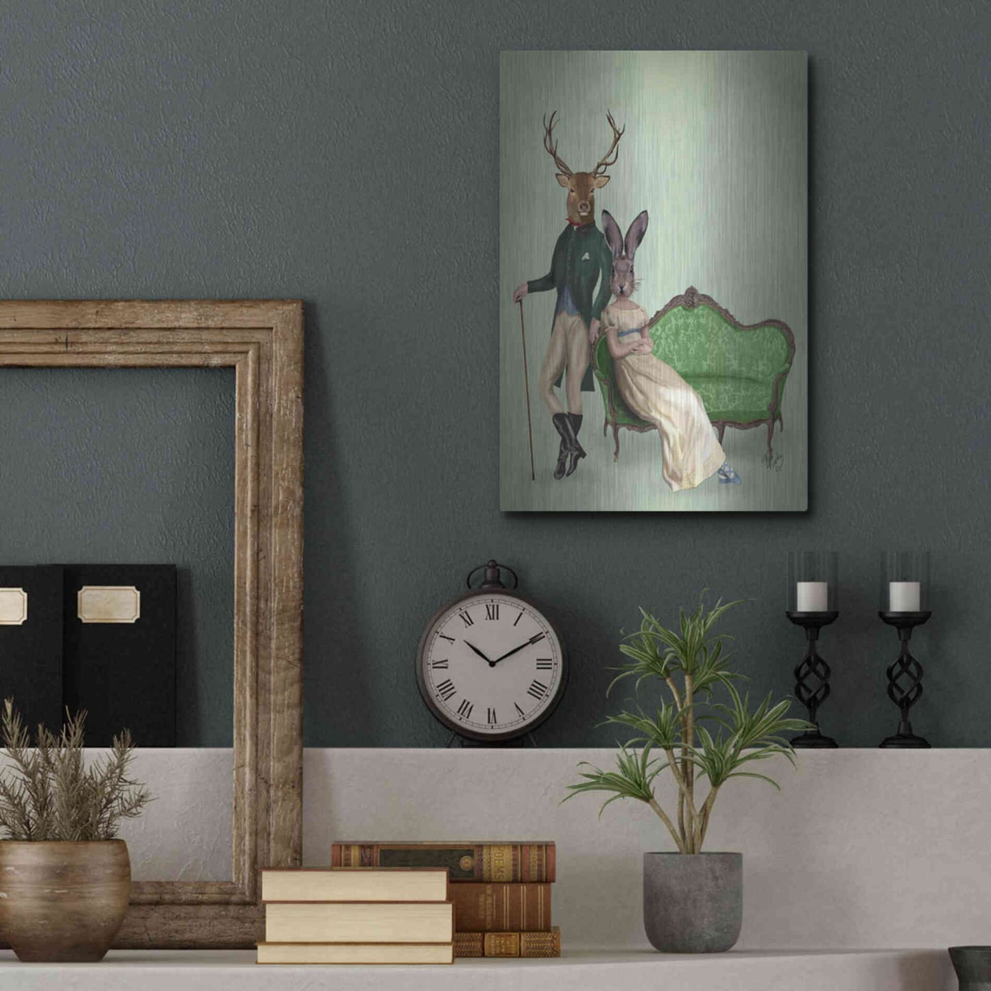 Luxe Metal Art 'Mr Deer and Mrs Rabbit' by Fab Funky Metal Wall Art,12x16