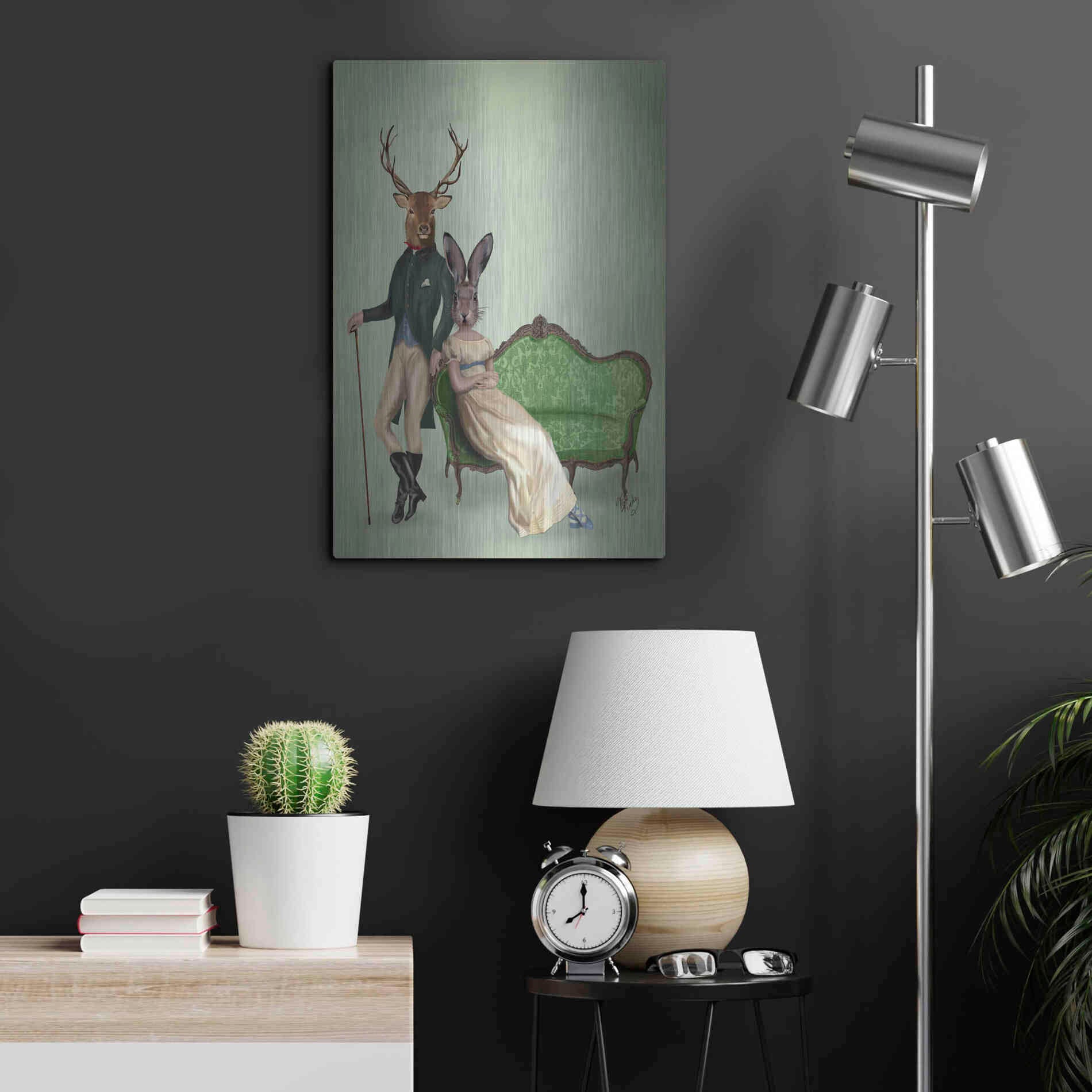 Luxe Metal Art 'Mr Deer and Mrs Rabbit' by Fab Funky Metal Wall Art,16x24