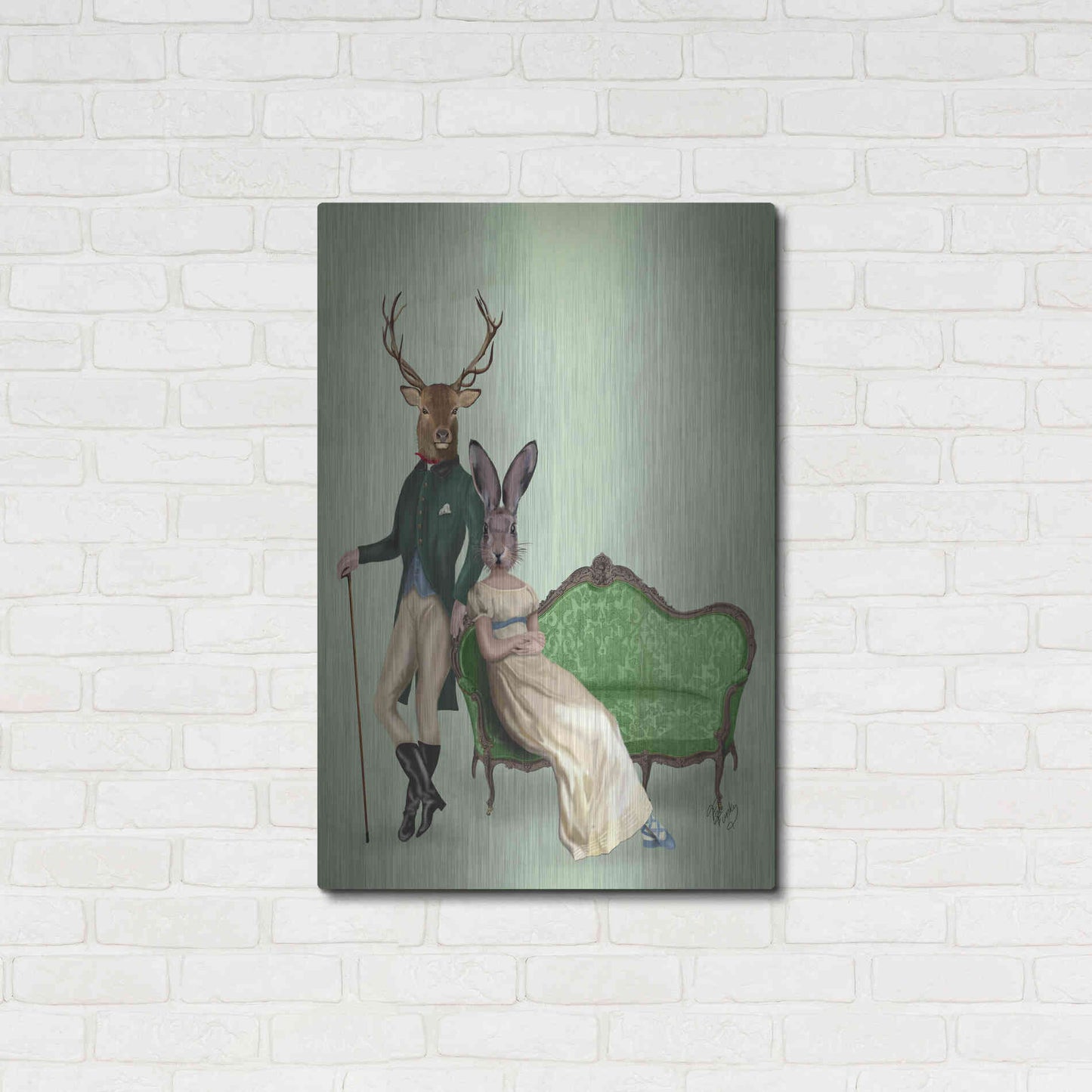 Luxe Metal Art 'Mr Deer and Mrs Rabbit' by Fab Funky Metal Wall Art,24x36